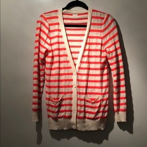 J. Crew coral stripe cardigan - Medium